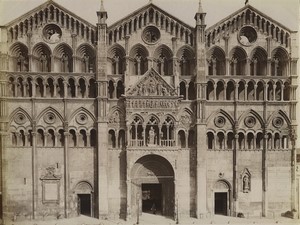 Italy Ferrara Cathedral Basilica Duomo Façade Old Photo Alinari 1880