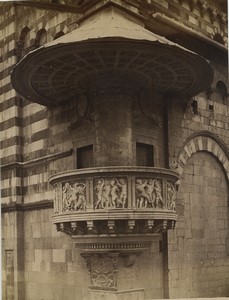 Italy Tuscany Prato Cathedral pulpit Michelozzo Donatello Old Photo Alinari 1880