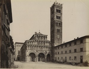 Italy Lucca Cathedral San Martino Façade Old Photo Alinari 1880