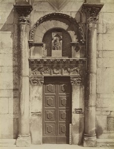 Italy Lucca Santa Maria Forisportam Church Façade Door Old Photo Alinari 1880 #1