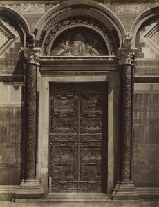 Italy Pisa Cathedral Duomo Main door Old Photo Alinari 1880