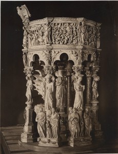 Italy Pisa Via Cacciarella Studio Wood fountain model Pisano Photo Alinari 1880