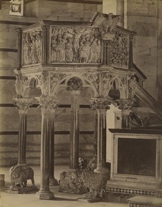 Italy Pisa Baptistery Pulpit Old Photo 1880