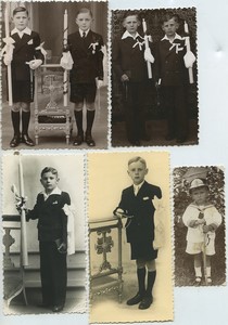5 photos Children Boys Communion Polish Immigration Northern France 1925 - 1940