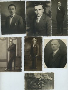 7 Snapshot photos Men Polish Immigration in Northern France 1925 - 1940