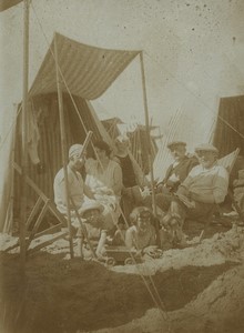 France Malo les Bains Family at the Beach Tent Old Photo 1930