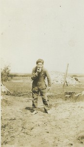 Canada Saskatchewan young Albert eating an apple Old Photo 1930