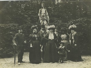 France Versailles Petit Trianon Group Statue in Gardens Old Snapshot Photo 1906