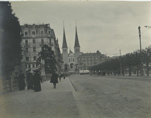 Switzerland Lucerne Church of St. Leodegar Old Snapshot Photo 1905