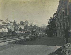 Switzerland near Lucerne? Railway Station Villa Alps Old Snapshot Photo 1905