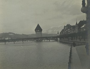 Switzerland Lucerne Chapel Bridge Kapellbrücke Old Snapshot Photo 1905