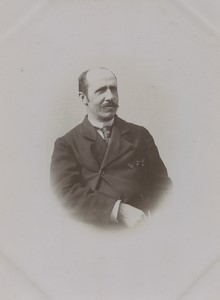 France Portrait Balding Man Moustache Old Snapshot Photo 1912