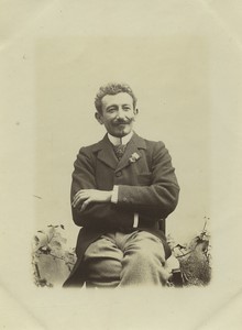 France Portrait Smiling Man Nice Moustache Old Snapshot Photo 1912