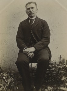 France Portrait Homme Moustachu Cheveux presque rases Ancienne Photo amateur 1912