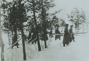 Russie WWI Front de l'Est Infanterie Russe munie de skis Ancienne Photo vers 1916