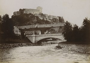 France Lourdes Castle & Portal of Rosary Basilica 2 old Photos 1900