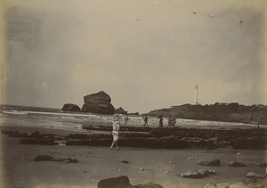 France Biarritz beach Lighthouse & Villa Belza 2 old Photos 1900