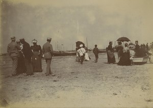 France Arcachon Beach & Street shops 2 old Photos 1900