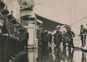 France French Navy reception on board Battleship Patrie Old Photo 1920's