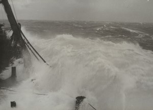 France Heavy Sea Fishing Boat? Storm Old Photo 1935 #1
