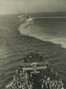 Italy Italian Navy maneuvers Seaplane Catapult Roma? Old Photo 1934