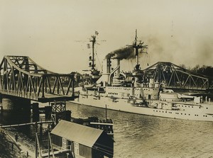 Allemagne Brunsbüttel Manoeuvres Navales SMS Schleswig-Holstein Ancienne Photo 1930