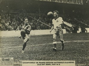 France Match de Football Lille bat Reims 5 à 0 Ancienne Photo 1947
