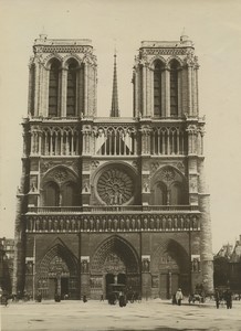 France Paris Notre Dame Cathedral Façade Old Photo 1910