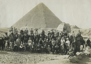 Egypt Cairo Giza Pyramid Sphinx Tourist group Old Photo 1935