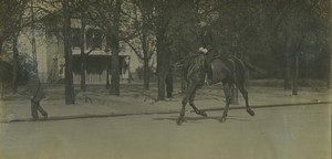France Aisne Laon? Army cavalry Horse rider Terriere? Old Photo 1920's