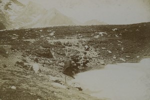 France Hiking in Pyrenées Mountains Névé Snow Old snapshot Photo 1900 #1
