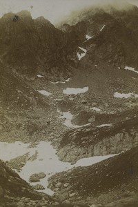 France Hiking in Pyrenées Mountains Névé Snow Old snapshot Photo 1900 #2