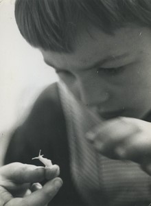 France Boy child holding a snail Old snapshot Photo 1970