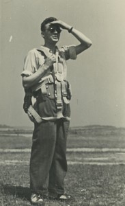France Aviation Airplane Pilot ? Parachute jumper? Old snapshot Photo 1950 #1