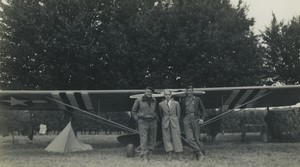 France Aviation 3 hommes devant un Avion Militaire Ancienne Photo Amateur 1950