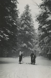 France winter sports Skiing in the Vosges Conifers Old snapshot Photo 1950