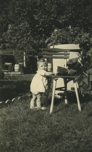 France Baby Playing in a Garden Toy Old snapshot Photo 1943 #2
