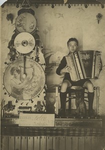 France Roubaix Maurice Deleu Child Musician Accordion Old Studio Photo 1925