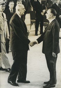 France General De Gaulle & Georges Pompidou Old Studio Photo 1969