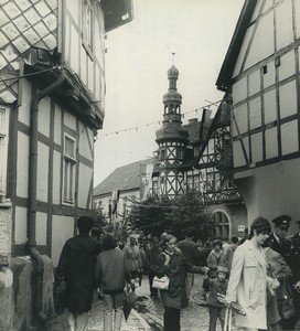 Allemagne Harzgerode Hotel de Ville Rue Pietonne animee Ancienne Photo de Presse 1971