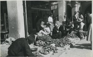 Portugal or Spain? market with vegetables peppers Old Studio Photo 1950