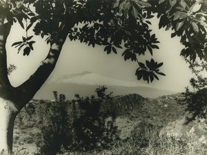 Italy Volcano Etna Panorama Old Studio Photo 1970