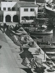 Iles Baleares Majorque Mallorca Palma le vieux port Filets de Peche Ancienne Photo Studio 1970 #2