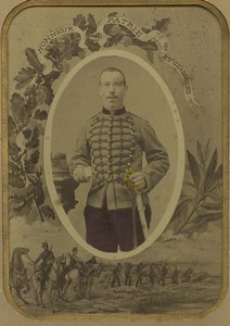 France 19e regiment de Chasseurs portrait militaire Ancienne Photo Studio 1880