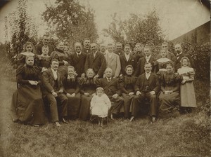 France Lille Family portrait in Garden Outdoors Old Studio Photo 1900