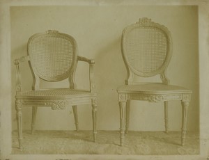 Belgique Bruxelles Meubles d'art Vander Voort Chaises cannage Ancienne Photo Studio 1910 #1