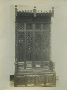 Belgique Bruxelles Meubles d'art Vander Voort vieux banc en bois dossier haut Ancienne Photo Studio 1910 #1