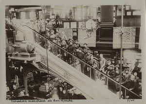 France Paris Crowd on Escalator at Bon Marché Store Old Studio Photo 1905 #1