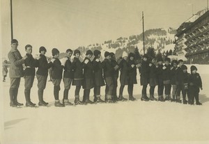 Switzerland Villars Palace hotel Children on the ice rink Old Studio Photo 1924