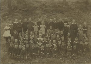 France big group of children with their teacher? Old Photo studio 1920